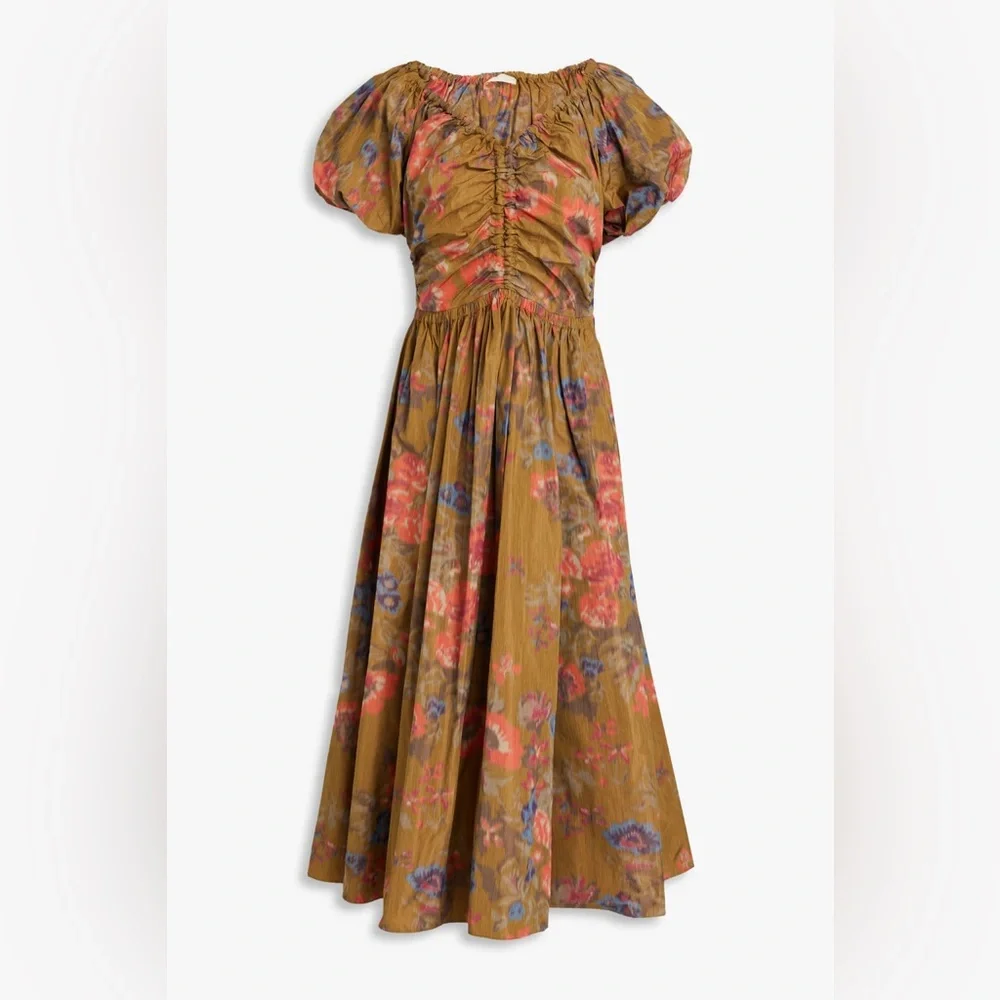 Ulla Johnson Cecile Floral Fit & Flare Midi-Dress, Size 2 - Picture 2 of 13